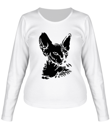 Женская футболка длинный рукав Сфинкс кот