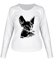 Женская футболка длинный рукав Сфинкс кот фото