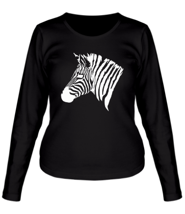 Женская футболка длинный рукав Рисунок голова зебры