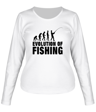 Женская футболка длинный рукав Эволюция рыбалки