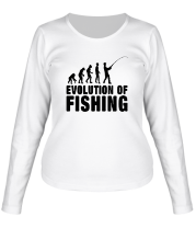 Женская футболка длинный рукав Эволюция рыбалки фото