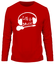 Мужская футболка длинный рукав Life is Music фото