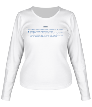 Женская футболка длинный рукав BSOD Синий экран смерти