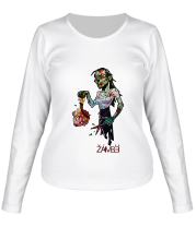 Женская футболка длинный рукав Zombie(зомби) девушка с головой фото