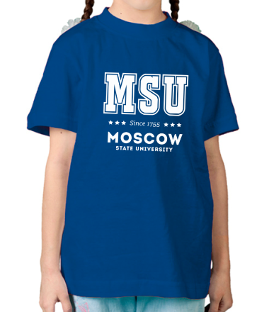 Детская футболка МГУ - Московский Государственный Университет (латиница)