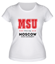 Женская футболка МГУ - Московский Государственный Университет (латиница)