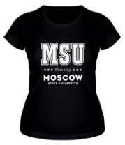 Женская футболка МГУ - Московский Государственный Университет (латиница) фото
