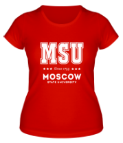 Женская футболка МГУ - Московский Государственный Университет (латиница) фото