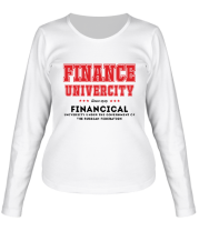 Женская футболка длинный рукав ФУ - Финансовый университет (латиница)