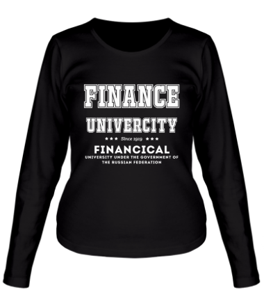 Женская футболка длинный рукав ФУ - Финансовый университет (латиница)