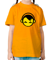 Детская футболка Смайл - парень в наушниках фото
