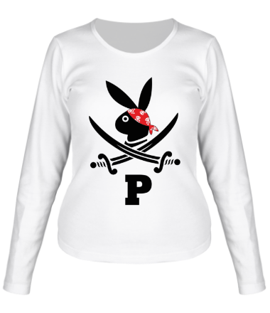 Женская футболка длинный рукав Заяц пират