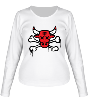 Женская футболка длинный рукав Chicago Bulls (череп)