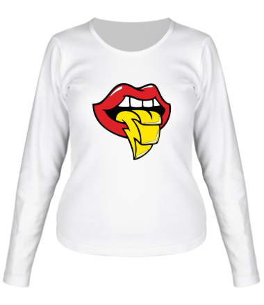 Женская футболка длинный рукав Губы и язык