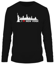 Мужская футболка длинный рукав I love NY (панорама)  фото