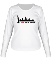 Женская футболка длинный рукав I love NY (панорама)  фото