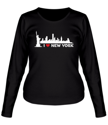 Женская футболка длинный рукав I love NY (панорама) 