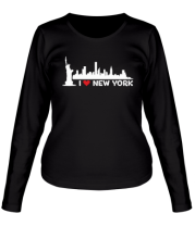 Женская футболка длинный рукав I love NY (панорама) 