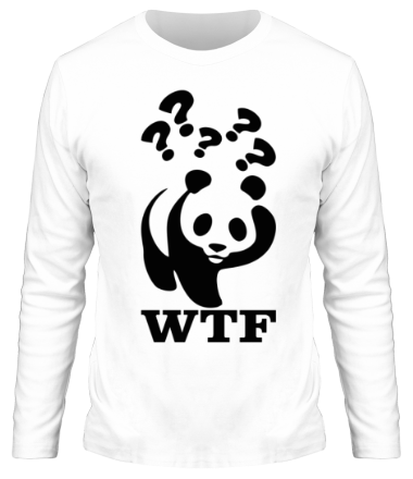 Мужская футболка длинный рукав WTF - белая панда
