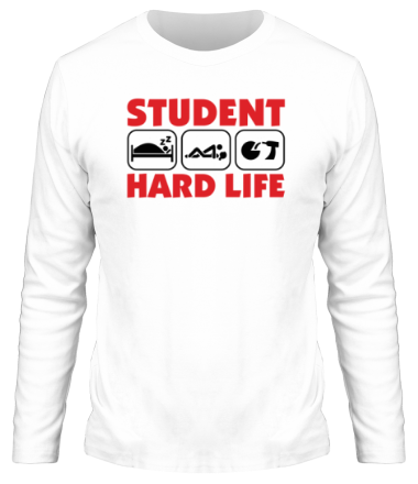Мужская футболка длинный рукав Тяжелая жизнь студента