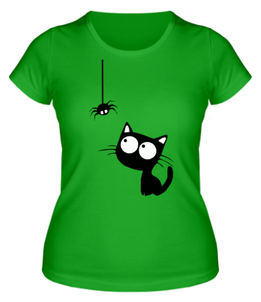 Женская футболка Кот и паучок