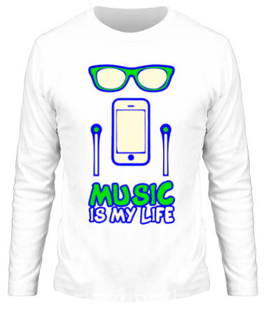 Мужская футболка длинный рукав Music is my life