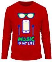 Мужская футболка длинный рукав Music is my life