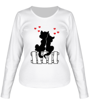 Женская футболка длинный рукав Влюбленные котики  фото