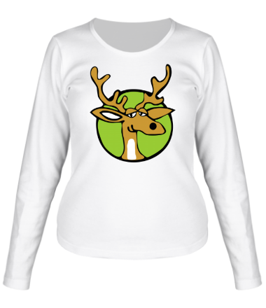 Женская футболка длинный рукав Довольный олень 