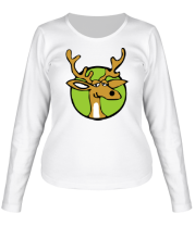 Женская футболка длинный рукав Довольный олень 