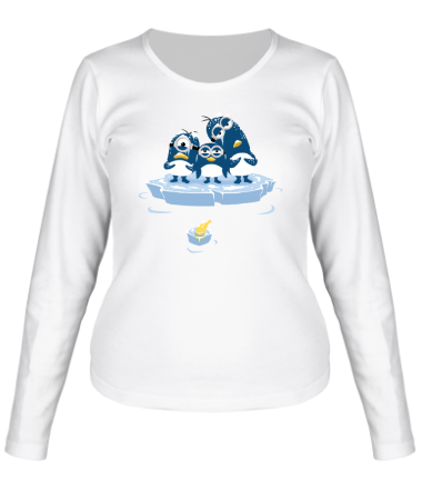 Женская футболка длинный рукав Миньоны Пингвины