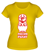 Женская футболка Россия рулит (матрёшка)  фото
