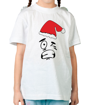 Детская футболка Смайл в шапке Деда Мороза