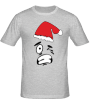 Мужская футболка Смайл в шапке Деда Мороза фото