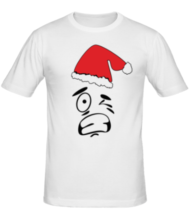 Мужская футболка Смайл в шапке Деда Мороза