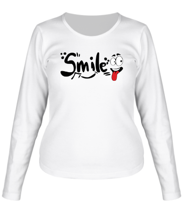 Женская футболка длинный рукав Улыбка (smile) 