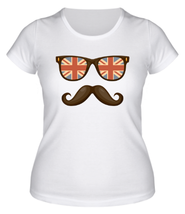 Женская футболка Очки. Усы. Великобритания 