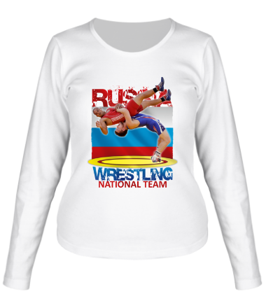 Женская футболка длинный рукав Russia Wrestling