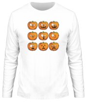 Мужская футболка длинный рукав Набор тыкв (Хеллоуин)  фото