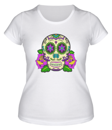 Женская футболка Цветной череп