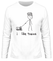 Мужская футболка длинный рукав Я люблю поезда фото