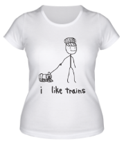 Женская футболка Я люблю поезда фото