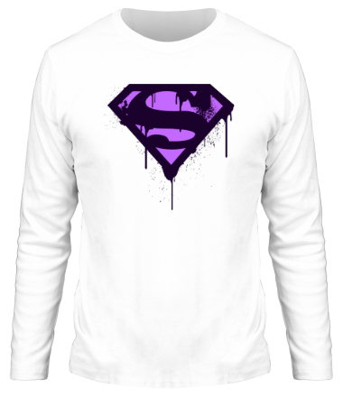 Мужская футболка длинный рукав Superman Purple Splatter Logo