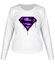 Женская футболка длинный рукав Superman Purple Splatter Logo фото