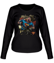 Женская футболка длинный рукав Superman Over Metropolis