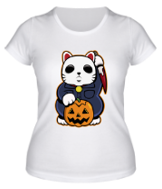 Женская футболка Хеллоуинский кот фото
