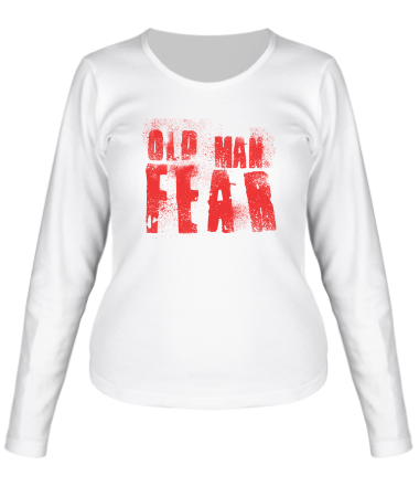Женская футболка длинный рукав Old Man Fear (Blood Red)