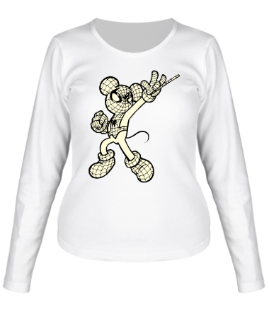 Женская футболка длинный рукав Микки Маус с паутиной