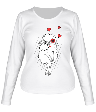 Женская футболка длинный рукав Влюбленная овечка