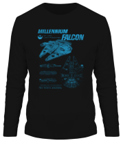 Мужская футболка длинный рукав Millennium Falcon Schematics фото